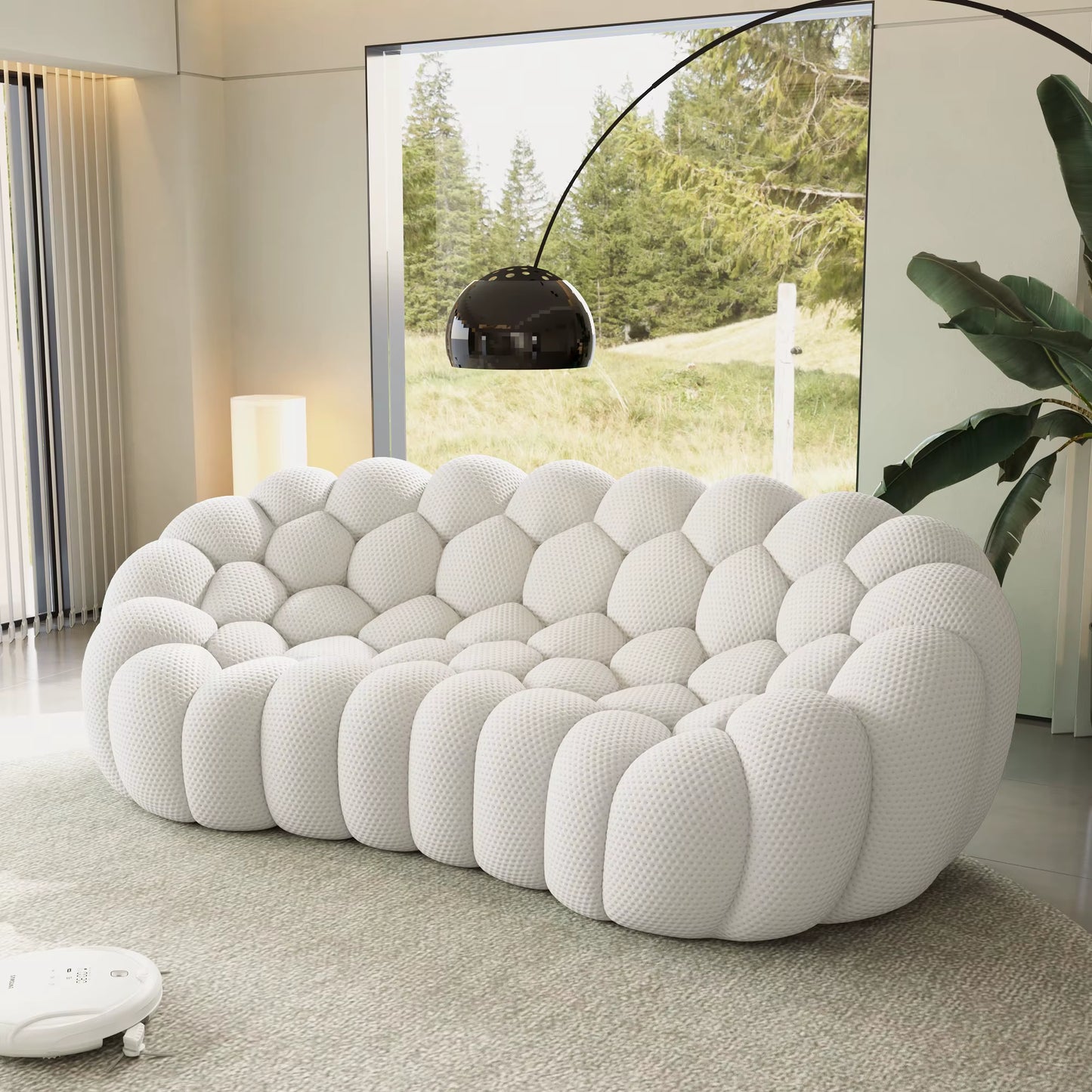 VOXHOME Vacuum Compressed Modern Living Room Apartment Light Grey Bubble Sofa 1 2 3 Seater Curved Football Sofas Couch Set