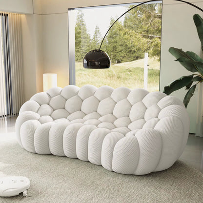 VOXHOME Vacuum Compressed Modern Living Room Apartment Light Grey Bubble Sofa 1 2 3 Seater Curved Football Sofas Couch Set