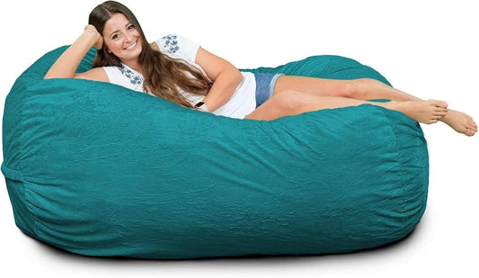 Lounger Bean Bag Chair, Oversize Bean Bag Chair for Adults, Comfy Chair Bean Bag Couch Lounge Sofa Loveseat Furniture | Teal Suede