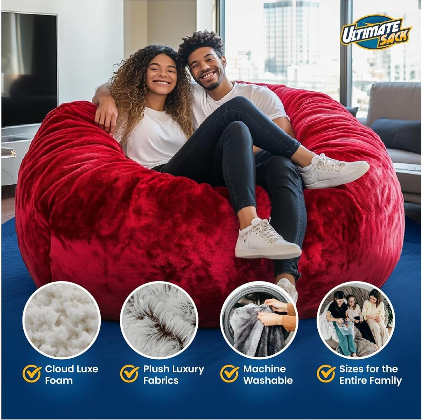 Lounger Bean Bag Chair, Oversize Bean Bag Chair for Adults, Comfy Chair Bean Bag Couch Lounge Sofa Loveseat Furniture | Teal Suede