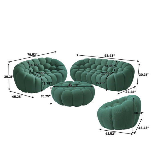 VOXHOME Vacuum Compressed Modern Living Room Apartment Light Grey Bubble Sofa 1 2 3 Seater Curved Football Sofas Couch Set