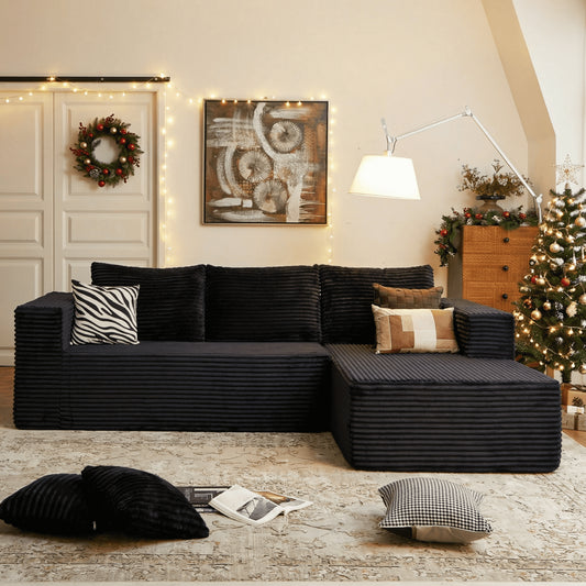 108" Modular Sectional Sofa, Cloud Boneless Couch with Deep Seats and Chaise, Modern Upholstered L-Shape Couch for Living Room or Bedroom, No Assembly Required