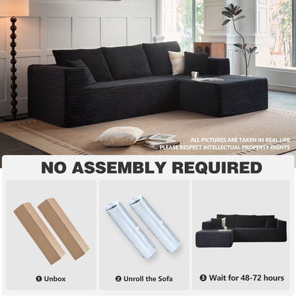 108" Modular Sectional Sofa, Cloud Boneless Couch with Deep Seats and Chaise, Modern Upholstered L-Shape Couch for Living Room or Bedroom, No Assembly Required