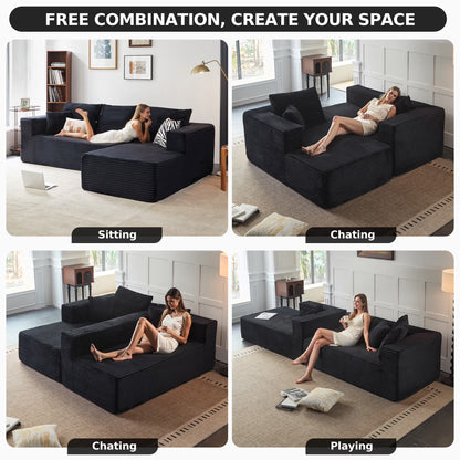 108" Modular Sectional Sofa, Cloud Boneless Couch with Deep Seats and Chaise, Modern Upholstered L-Shape Couch for Living Room or Bedroom, No Assembly Required