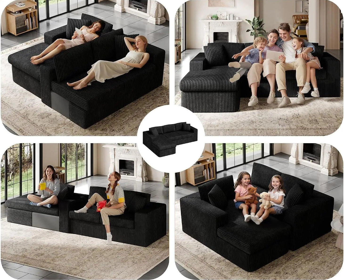 105" Boneless Couches for Living Room, Sectional Couches Modular Sofa with L-Shaped Chaise, Memory Foam Comfy Cloud, Customized